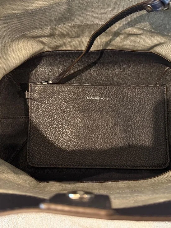 Michael Kors Navy blue and light denim Striped Tote with Tassel Charm - Picture 2 of 6